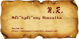 Mátyássy Ruszalka névjegykártya